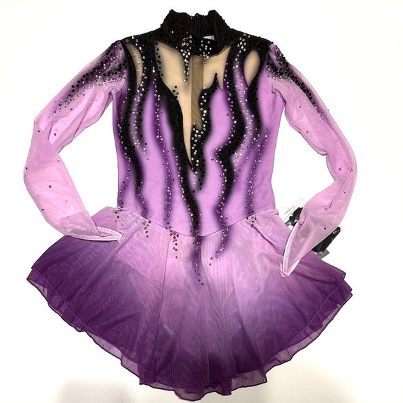 Used Figure Skating Dress Size 12 (7~10T) with Hair Scrunchies (120~140cm) - Picture 1 of 11